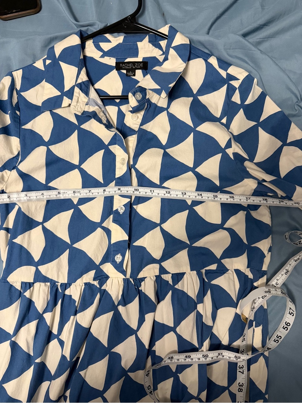 Rachel Zoe Blue & White Geometric Dress - Picture 5 of 6